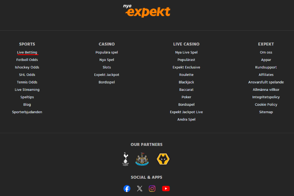 expekt live betting